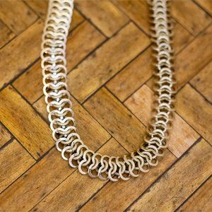 18 inch, Vintage Aluminum Chain Links Necklace by Western Germany | H35